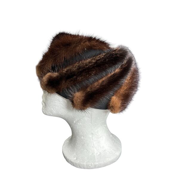 Vintage Mink Fur Hat Originals By Mr. M 60s Bucket Hat Brown Black Women\'s OS main image 6